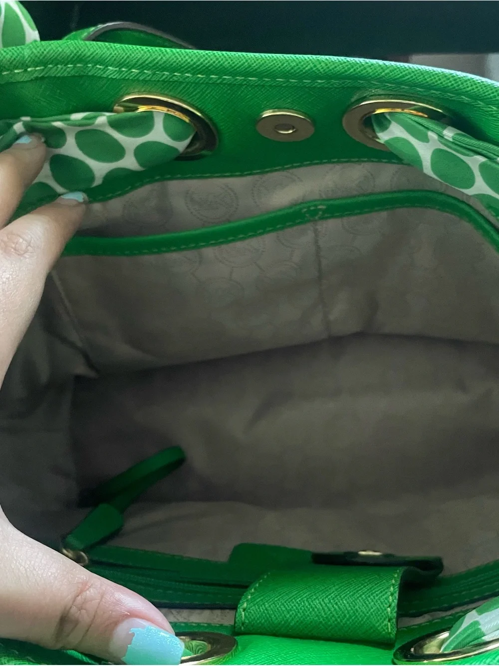 Michael Kors Emerald Green Saffiano Leather Tote with Gold Hardware